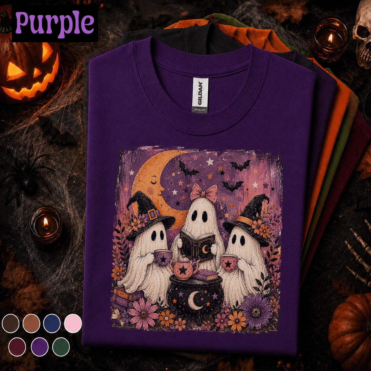 Cute Ghost Halloween Shirt, Witchy Ghost Tea Party Tee, Vintage Spooky Season T Shirt, Cottagecore Fall Tee, Halloween Gift
