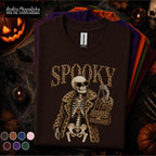 Spooky Skeleton Halloween Shirt, Leopard Print Skeleton Tee, Fashion Halloween, Glam Spooky Season Shirt, Skeleton Lover Gift