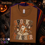 Spooky Teacher Halloween Shirt, Cute Ghost Teacher Tee, Retro Fall Classroom Shirt, Halloween Educator Gift, Pumpkin School Teacher Tee