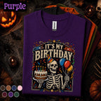 It's My Birthday Skeleton Shirt, Funny Birthday Halloween Tee, Spooky Birthday T Shirt, Skeleton Cake Party Tee, Retro Birthday Gift