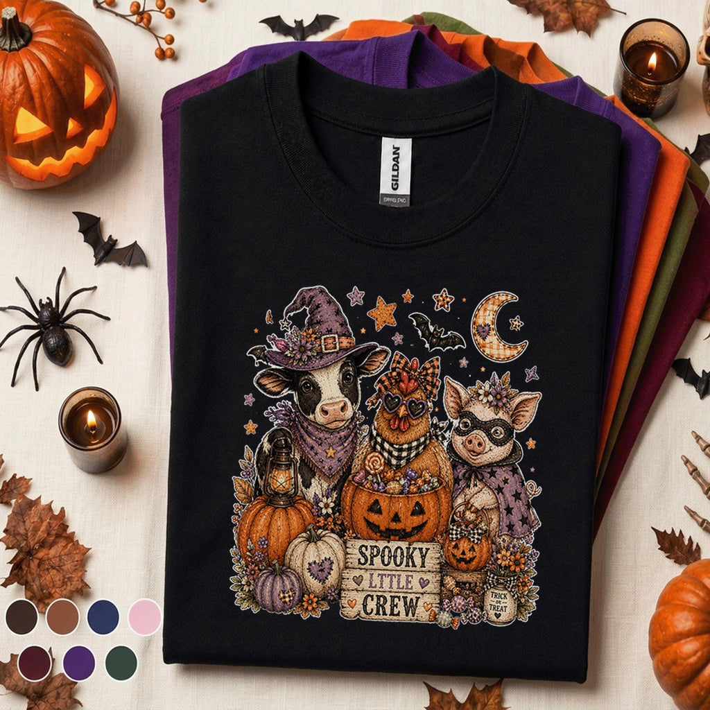 Spooky Little Crew Halloween Shirt, Cute Farm Animal Tee