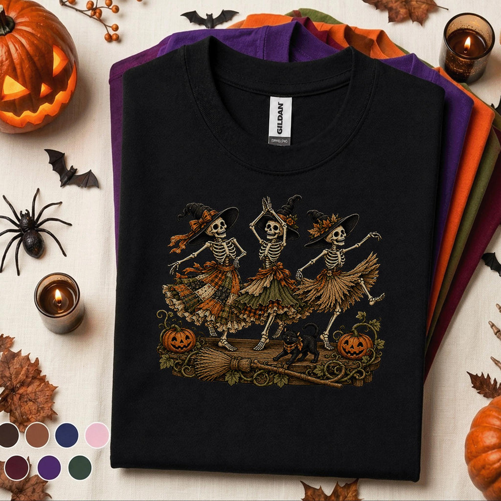 Dancing Skeleton Witch Halloween Shirt, Spooky Season T Shirt