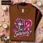 Breast Cancer Survivor Shirt, Pink Ribbon Wolf Tee, Im a Survivor Breast Cancer Awareness Shirt, Warrior Gift for Women, October Pink Tee