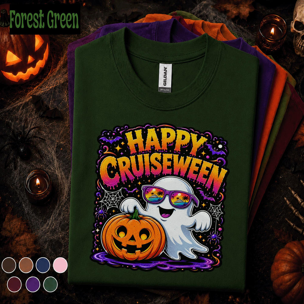 Happy Cruiseween Halloween Shirt, Spooky Cruise Ghost Tee, Pumpkin Cruise Vacation Shirt, Matching Cruise Squad Family Trip Gift Tee