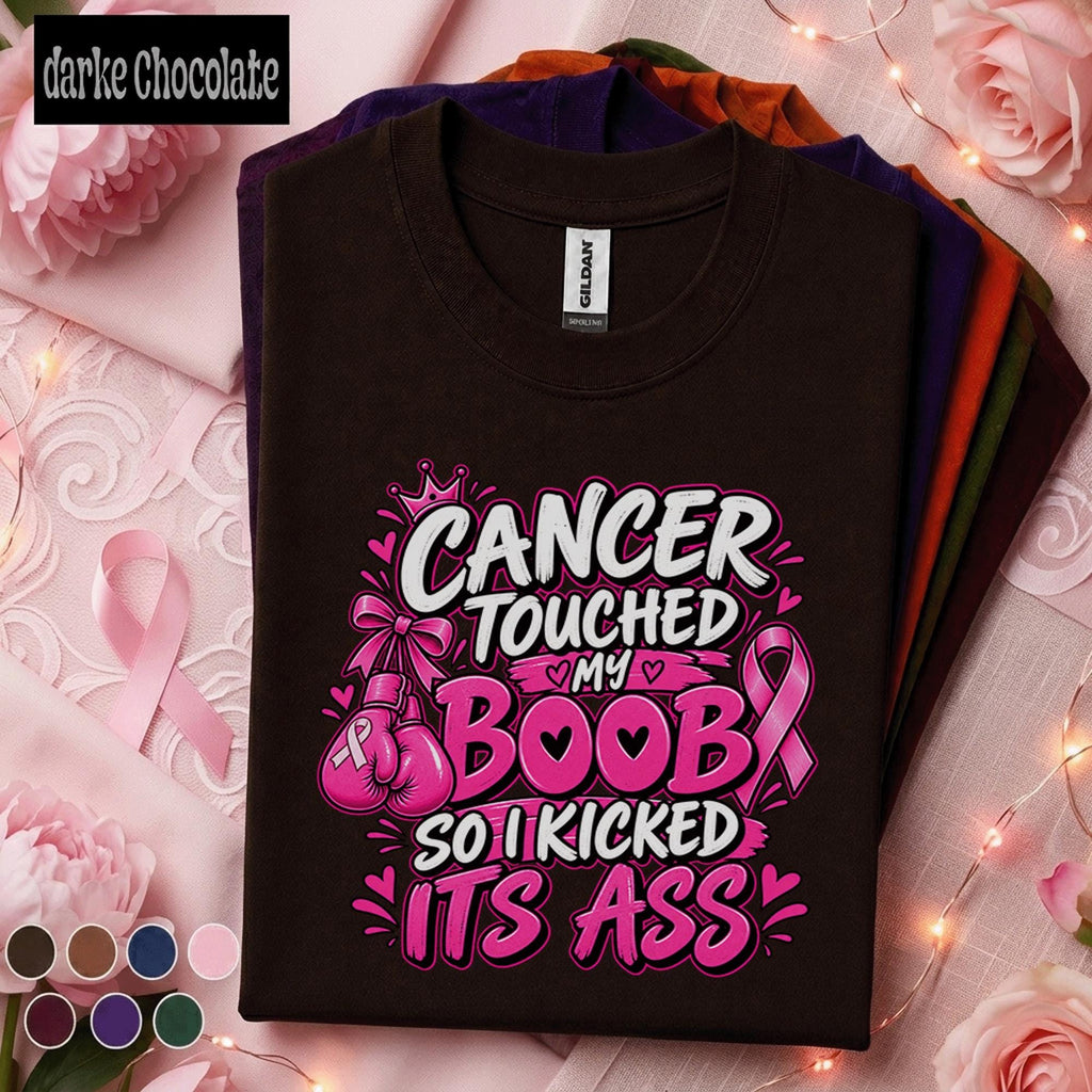 Breast Cancer Awareness Shirt, Cancer Touched My Boob Tee, Funny Pink Ribbon Survivor Shirt, Breast Cancer Fighter Gift for Women