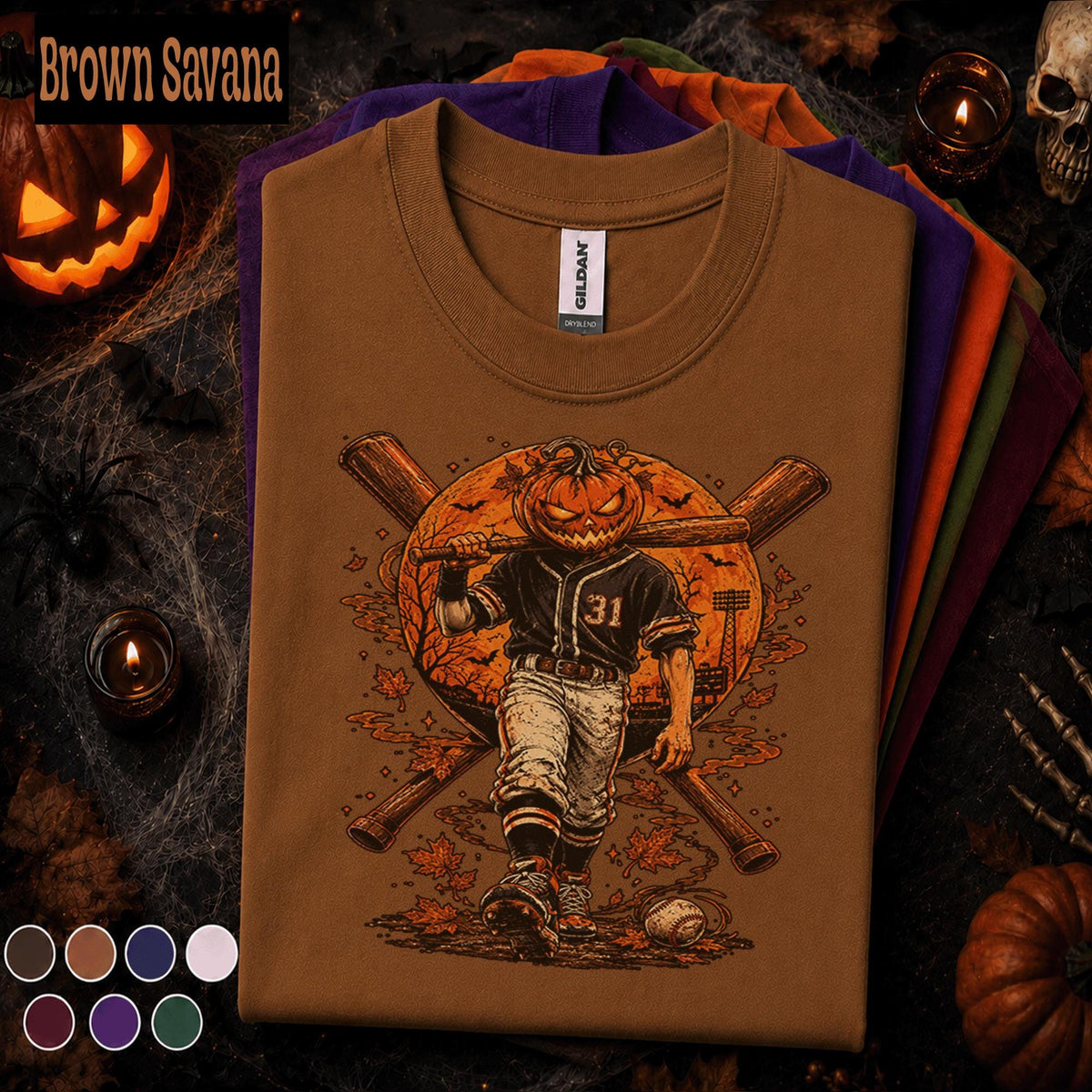 Halloween Baseball Shirt, Pumpkin Head Player Tee, Spooky Baseball Game Day Shirt, Jack O Lantern Sports Gift, Fall Baseball Fan Tee