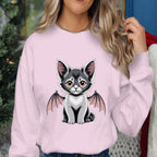 Bat Wing Cat Shirt, Cute Spooky Kitten Bat Wings Tee, Haunted Halloween Cat Lover Costume Top, Women Cat Shirt Girl, Cute Cat Sweatshirt