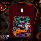 Cruising Into Spooky Season Shirt, Halloween Cruise Vacation Tee, Ghost Pumpkin Cruise Ship Shirt, Tropical Halloween Group Trip Gift