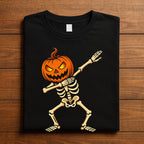 Dabbing Skeleton Pumpkin Shirt, Funny Halloween Dab Tee