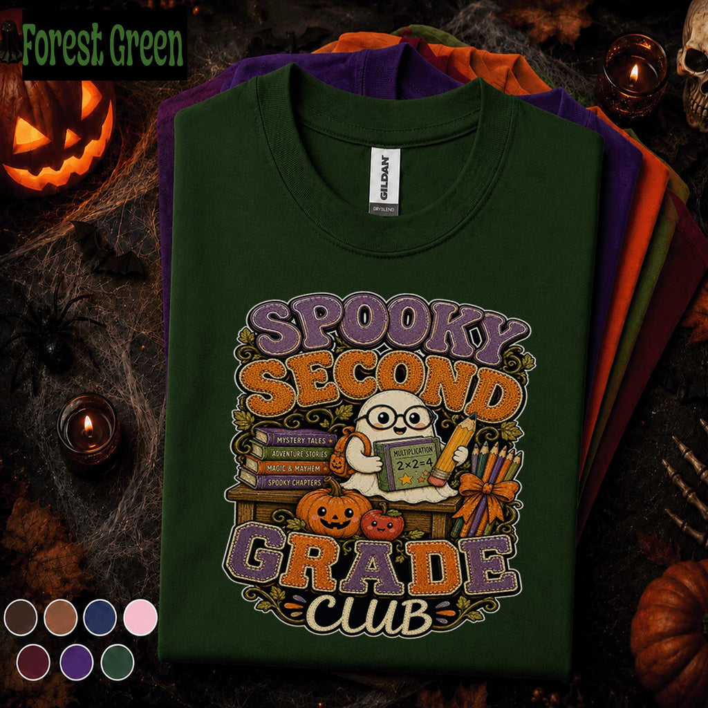 Spooky Second Grade Club Halloween Shirt, 2nd Grade Teacher Tee, Ghost Pumpkin Classroom Shirt, Fall Elementary School Teacher Gift