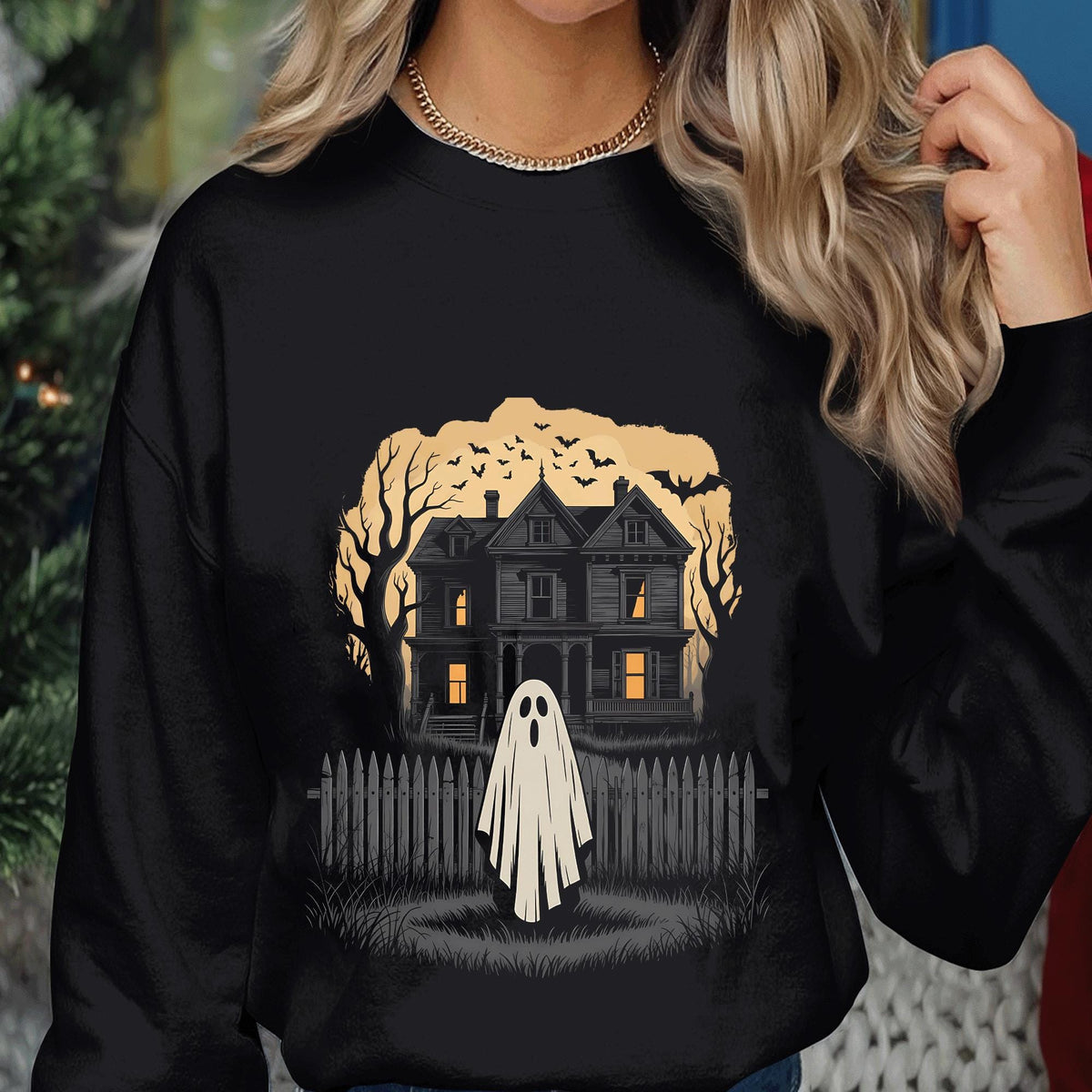 Haunted House Ghost Shirt, Spooky Halloween Spirit Tee, Scary Ghost Top, Ghost Sweatshirt, Women Halloween Gift, spooky Halloween Shirts