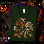 Cute Mummy Dinosaur Halloween Shirt, Skeleton Tee, Spooky Dino T Shirt, Pumpkin Ghost Fall Gift, Kids Youth Boys Halloween Top