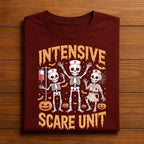 Intensive Scare Unit Shirt Funny Skeleton Nurse Halloween Tee With Pumpkins Perfect Spooky Medical Costume Outfit, Halloween ICU Staff