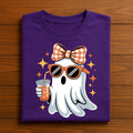 Trendy Ghost Halloween Shirt, Cute Ghost with Bow and Sunglasses Tee