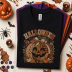 Halloween Patchwork Pumpkin Shirt, Cute Jack O Lantern Tee