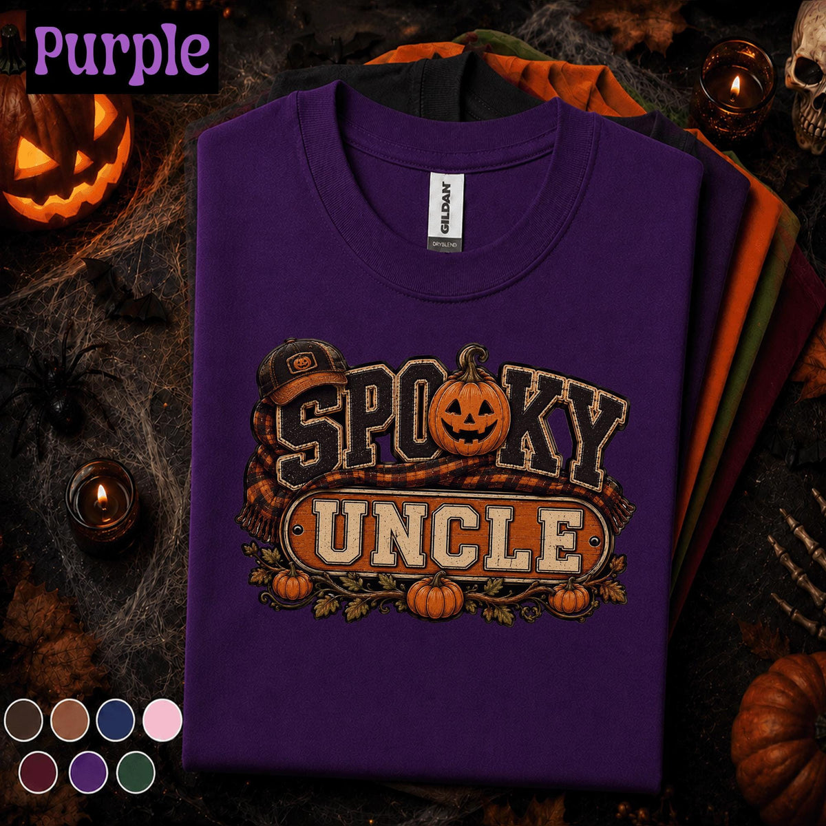 Spooky Uncle Halloween Shirt, Funny Uncle Pumpkin Tee, Fall Family Halloween Gift, Retro Jack O Lantern Shirt, Uncle Halloween Party Tee