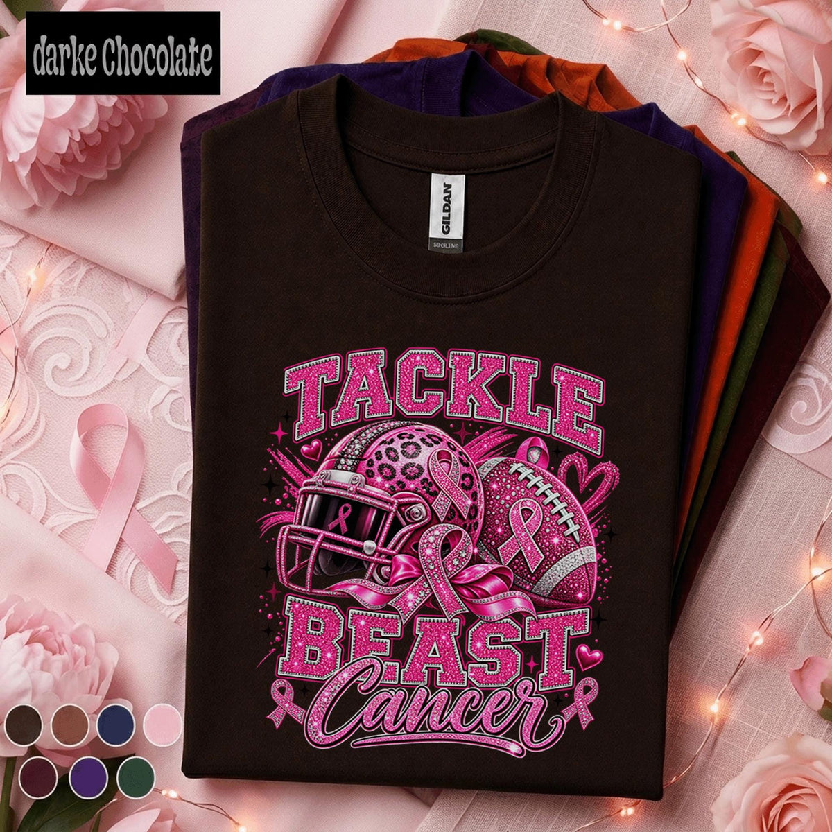 Breast Cancer Awareness Football Shirt, Tackle Breast Cancer Tee, Pink Ribbon Football Shirt, Pink Out Game Day Support Gift for Women