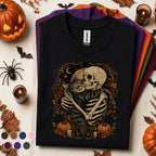 Skeleton Cat Halloween Shirt, Gothic Cat Lover Tee