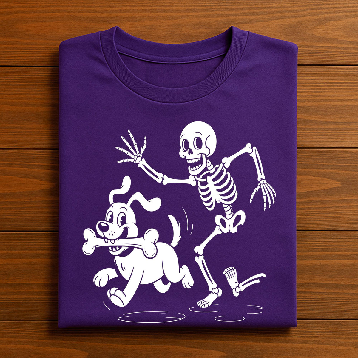 Funny Halloween Dog Running with Bone and Skeleton Chasing | Cute Spooky Skeleton Dog Lovers, Dog Halloween Shirt, Gift Halloween Dog Tee