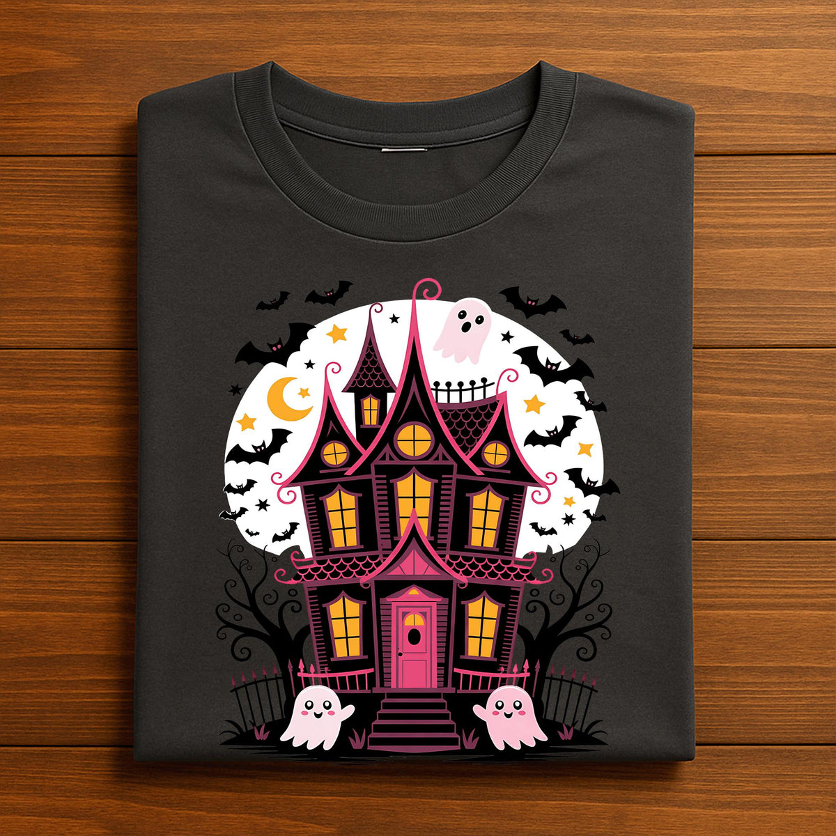 Haunted House Halloween Shirt for Women, Cute Ghost Spooky Tee, Kawaii Haunted Mansion T-Shirt, Fall Shirt, Gift Halloween Shirt For girls