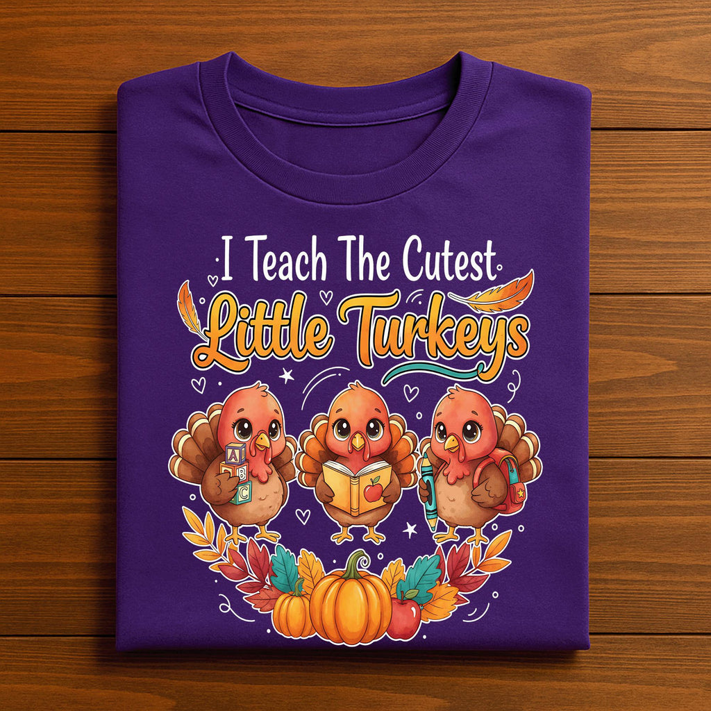 Thanksgiving Teacher Shirt Preschool I Teach The Cutest Little Turkey Autumn Fall Classroom Outfit Tee, Gift Teacher Thanksgiving Sweatshirt