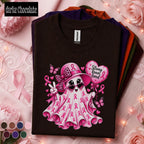 Breast Cancer Awareness Shirt, Pink Ribbon Ghost Tee, Strong Brave Loved Shirt, Cute Pink Out October Halloween Support Gift for Women
