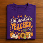 Fall Thankful Grateful Blessed Teacher Tee Autumn Thanksgiving Pumpkin Tee, One Thankful Teacher Shirt, Gift Teacher Thanksgiving Sweatshirt