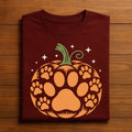 Halloween Paw Print Pumpkin Shirt, Cute Dog and Cat Halloween Tee
