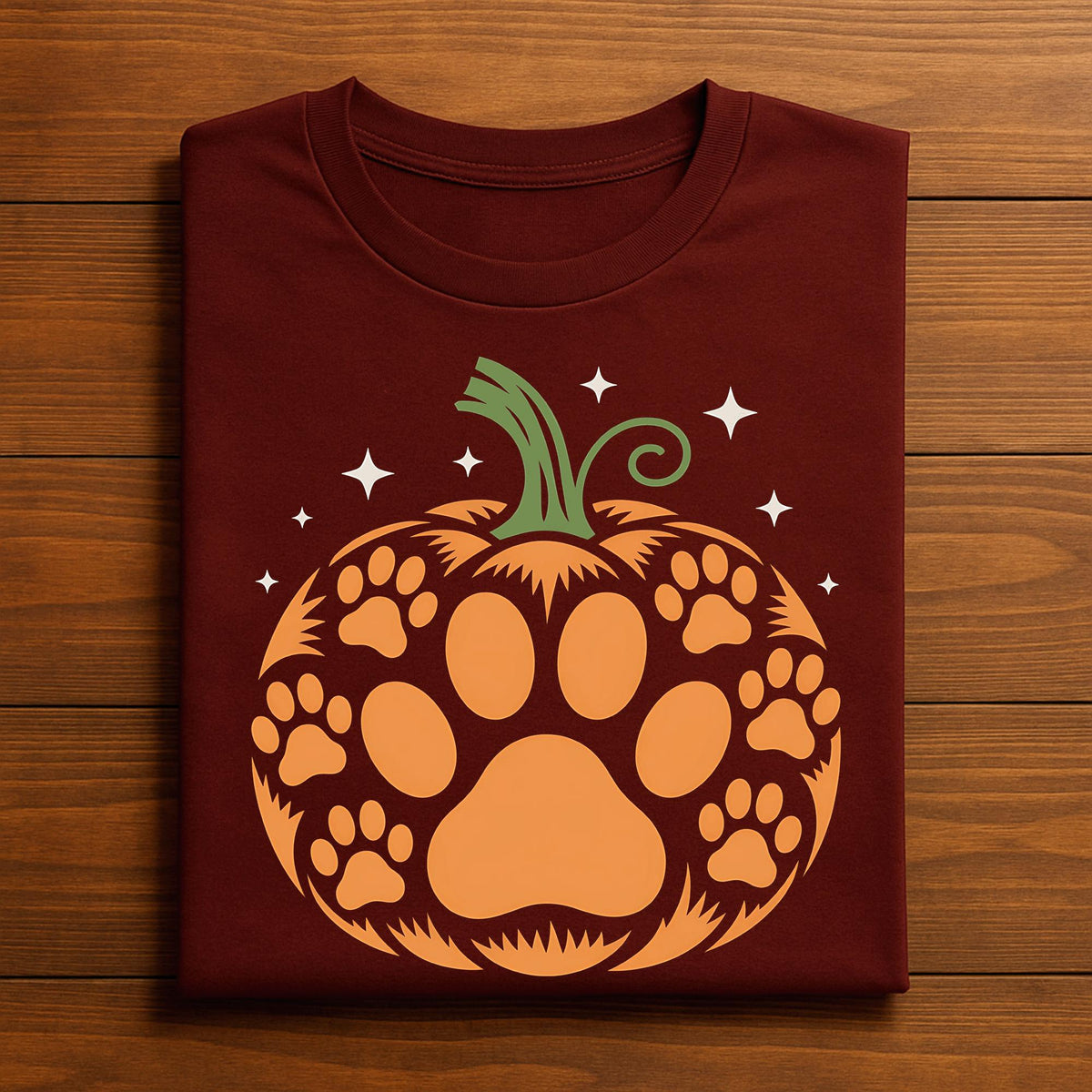 Halloween Paw Print Pumpkin Shirt, Cute Dog and Cat Halloween Tee