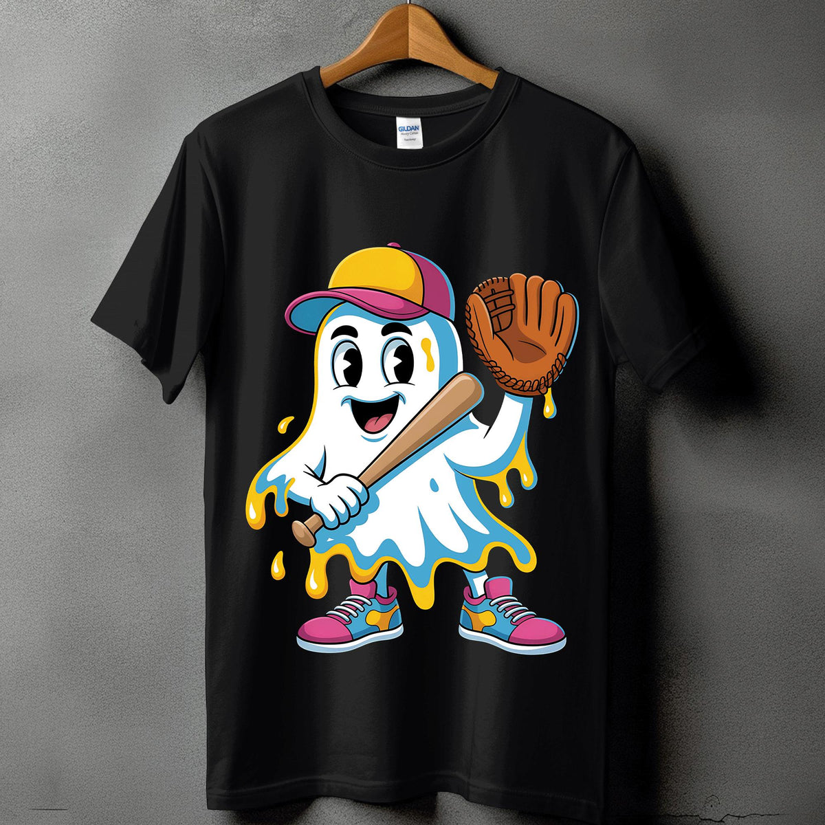 Pumpkin Baseball Halloween Shirt, Ghost Baseball Sweatshirt, Game Day Shirt, Baseball Shirt, Spooky Sports Ice Cream Drip Ghost Baseball