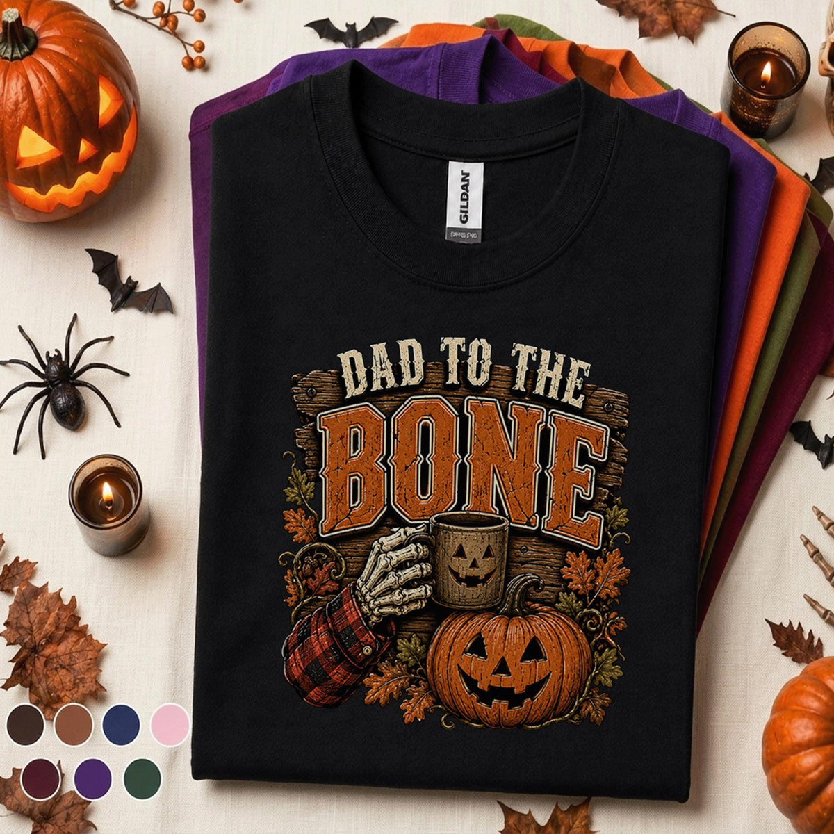 Dad to the Bone Halloween Shirt, Funny Skeleton Dad Tee