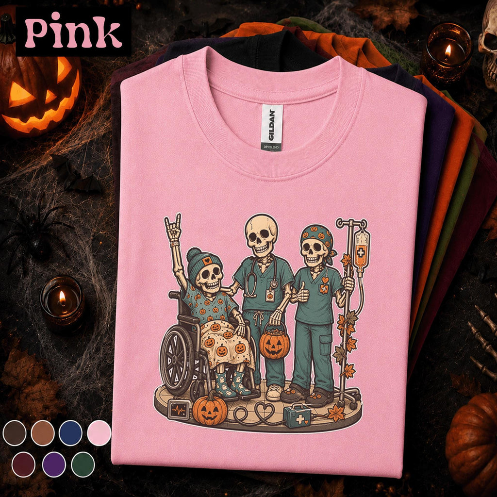 Healthcare Halloween Shirt, Skeleton Nurse Crew Tee, Spooky Medical Team Gift, Nurse Patient Halloween Shirt, Hospital Staff Fall Tee