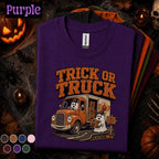 Trick or Truck Halloween Shirt, Funny Ghost Truck Driver Tee, Spooky Delivery Driver Gift, Pumpkin Truck Costume, Retro Fall Tee