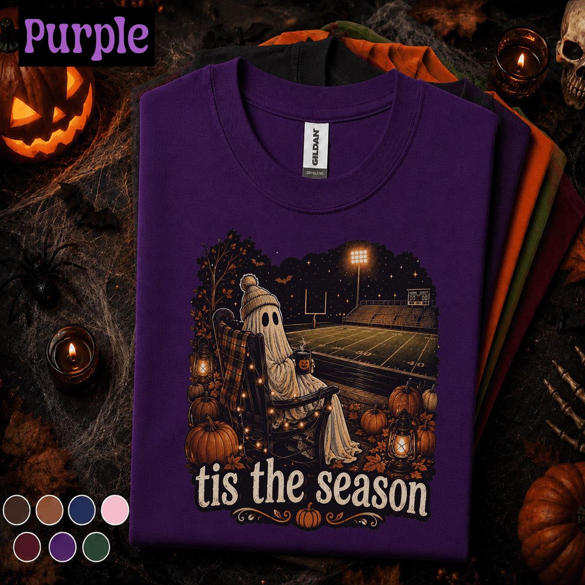Tis the Season Football Halloween Shirt, Spooky Ghost Game Day Tee, Fall Football Shirt, Pumpkin Sports Fan Gift, Autumn Stadium Tee