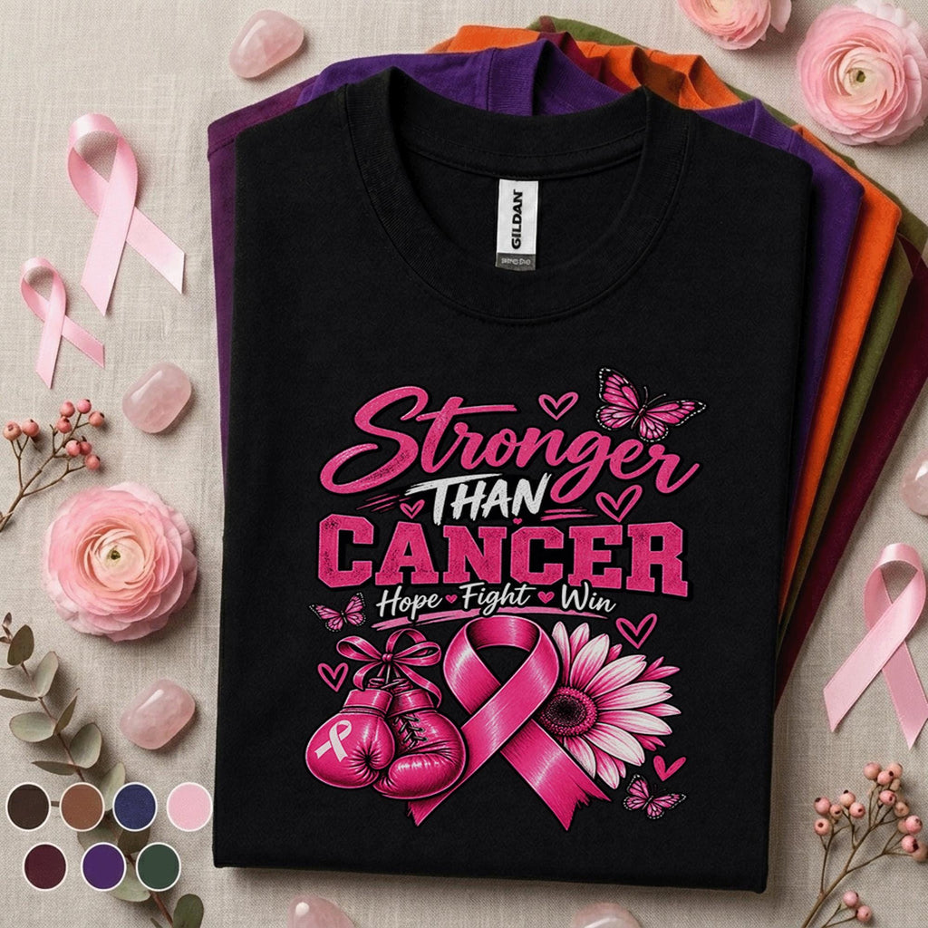 Breast Cancer Awareness Shirt, Stronger Than Cancer Tee, Pink Ribbon Fighter Shirt, Hope Fight Win Gift, October Support Survivor Tee