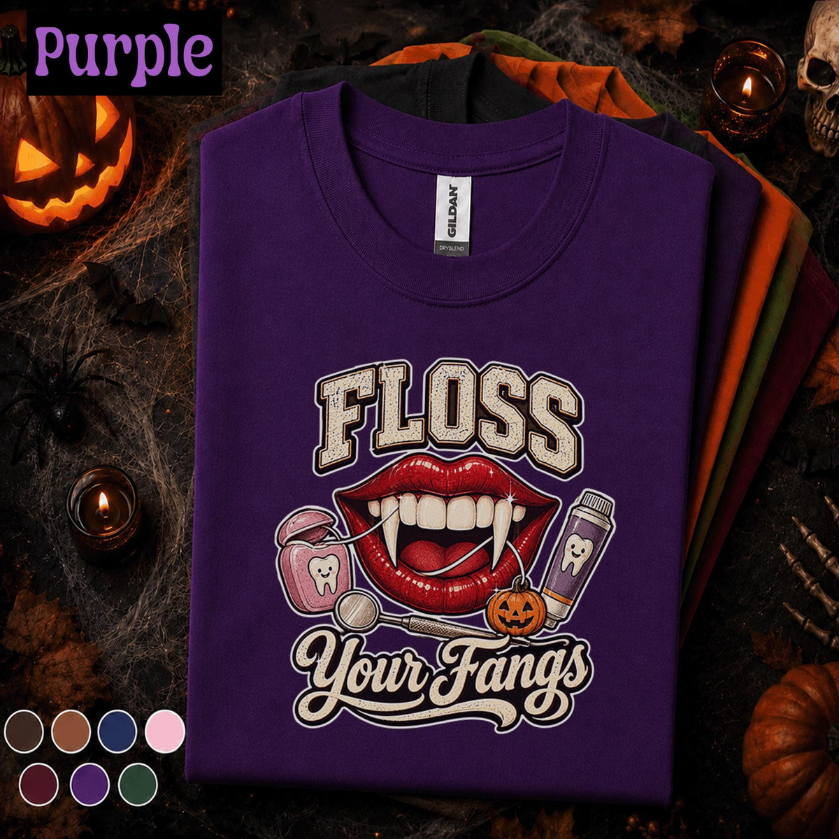Floss Your Fangs Halloween Shirt, Vampire Dentist Tee, Dental Hygienist Gift, Spooky Dental Assistant Shirt, Dentist Halloween T-Shirt