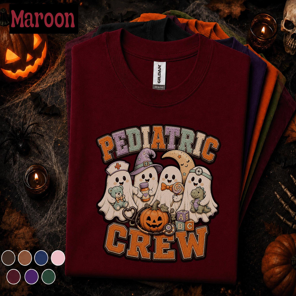 Pediatric Crew Halloween Shirt, Cute Ghost Nurse Tee, Pediatric Nurse Gift, Spooky Healthcare Shirt, Kids Nurse Fall Nursing T-Shirt