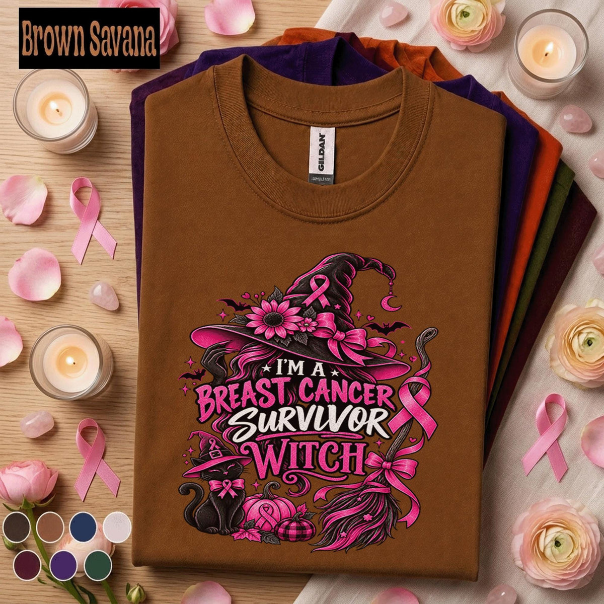 Breast Cancer Survivor Witch Shirt, Pink Ribbon Halloween Tee, Cancer Warrior Gift for Women, Spooky October Awareness Shirt, Witchy Tee