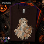 Patchwork Ghost Halloween Shirt, Cottagecore Pumpkin Ghost Tee, Vintage Quilt Spooky Season Shirt, Cozy Fall Halloween Gift for Women