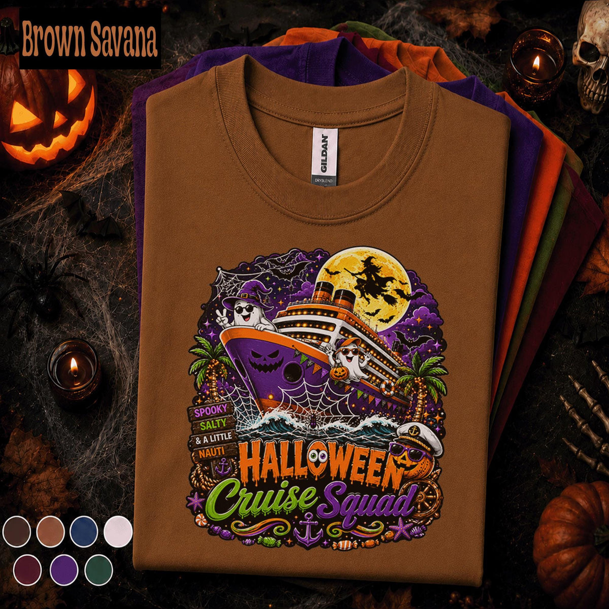 Halloween Cruise Squad Shirt, Spooky Salty Nauti Cruise Tee, Ghost Witch Pumpkin Vacation Shirt, Family Group Halloween Cruise Gift