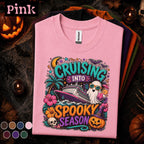 Cruising Into Spooky Season Shirt, Halloween Cruise Vacation Tee, Ghost Pumpkin Cruise Ship Shirt, Tropical Halloween Group Trip Gift