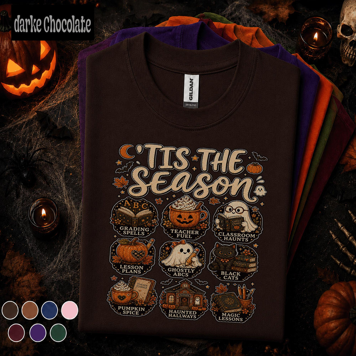 Halloween Teacher Shirt, Tis the Season Teacher Tee, Spooky Classroom T Shirt, Pumpkin Spice School Top, Cute Fall Teacher Gift for Women
