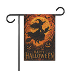 Witch Halloween Garden Flag, Flying Witch Full Moon Yard Decor, Black Cat Pumpkin Flag, Vintage Spooky Halloween Outdoor Porch Decoration