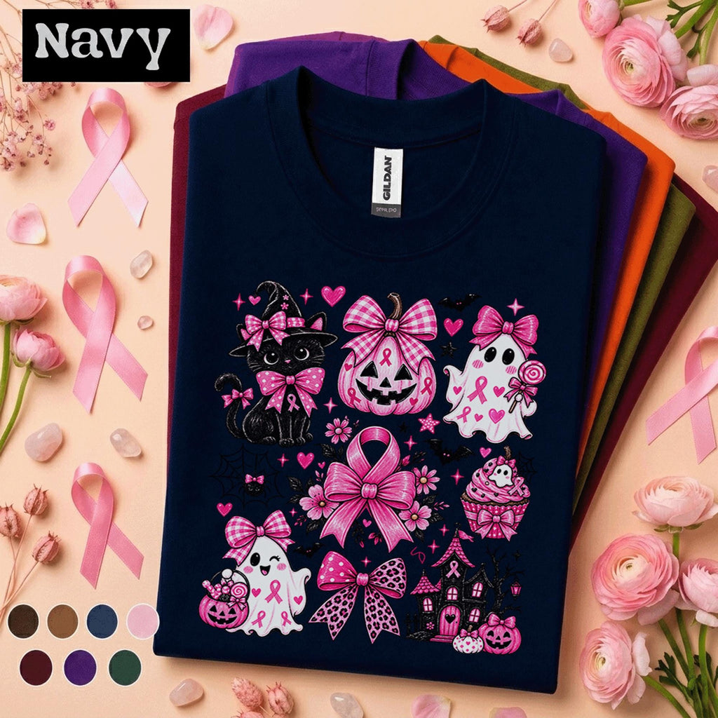 Breast Cancer Awareness Shirt, Pink Halloween Shirt, Pink Ribbon Ghost Tee, Spooky Season Pink Out Shirt, October Awareness Gift Women