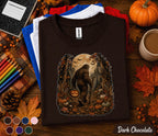 Bigfoot Halloween Fall Shirt, Sasquatch Pumpkin Tee, Spooky Autumn Forest T-Shirt, Cryptid Moon Night Shirt, Cozy Halloween Gift Men Women