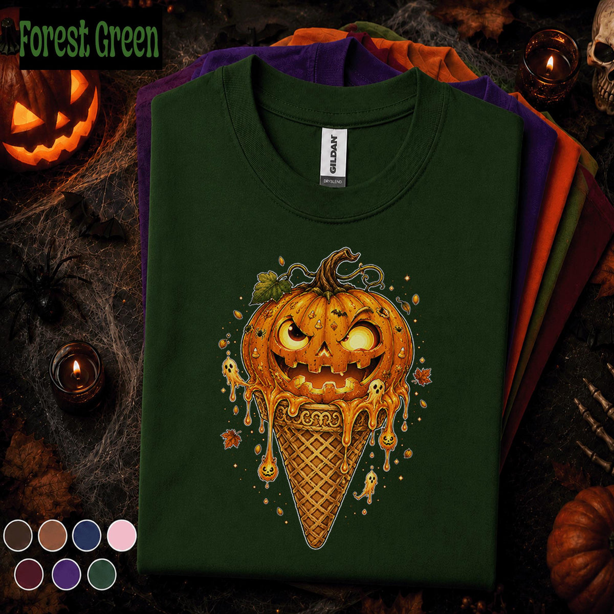 Pumpkin Ice Cream Halloween Shirt, Jack O Lantern Cone Tee, Cute Spooky Season, Funny Fall Halloween Shirt, October Gift Tee