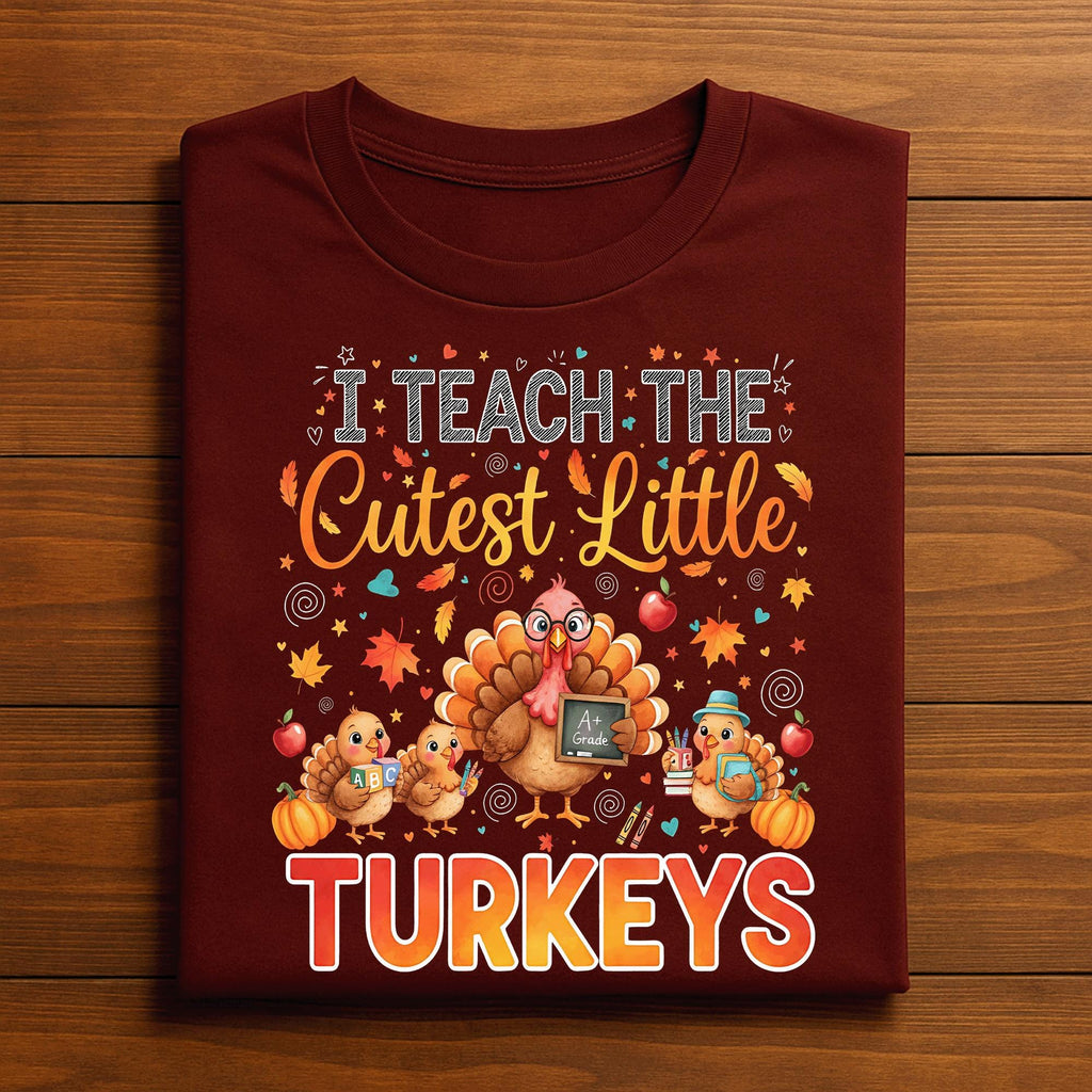 I Teach the Cutest Little Turkeys Shirt, Fall Teacher Thanksgiving Shirt