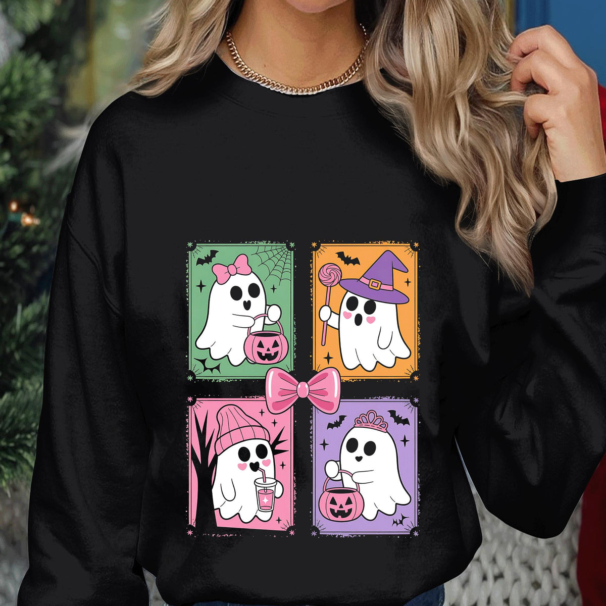 Cute Kawaii Ghost Shirt, Coquette Halloween Ghost Tee, Pastel Aesthetic Spooky Season Top, Girly Ghost Halloween Sweatshirt, Women Halloween