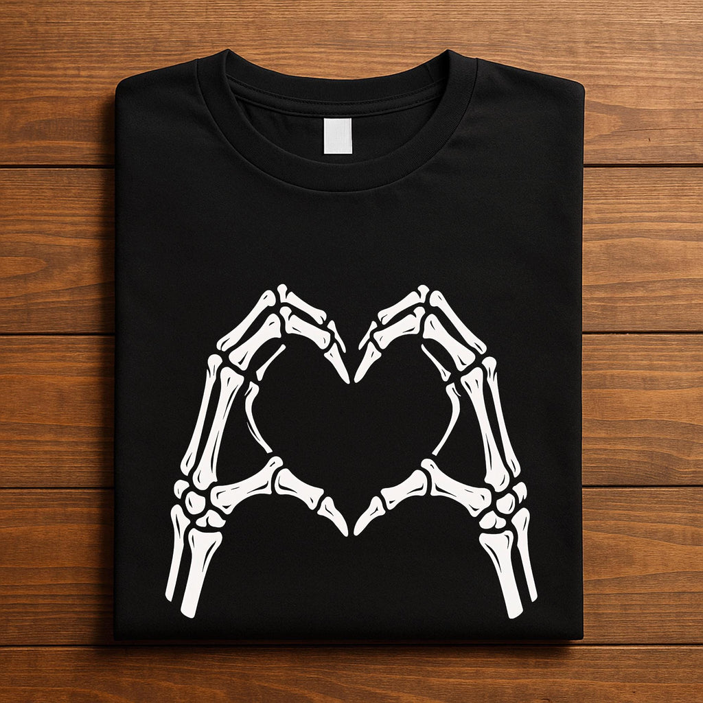 Couple Skeleton Hands Heart Shirt, Cute Gothic Halloween T-Shirt