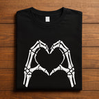 Couple Skeleton Hands Heart Shirt, Cute Gothic Halloween T-Shirt